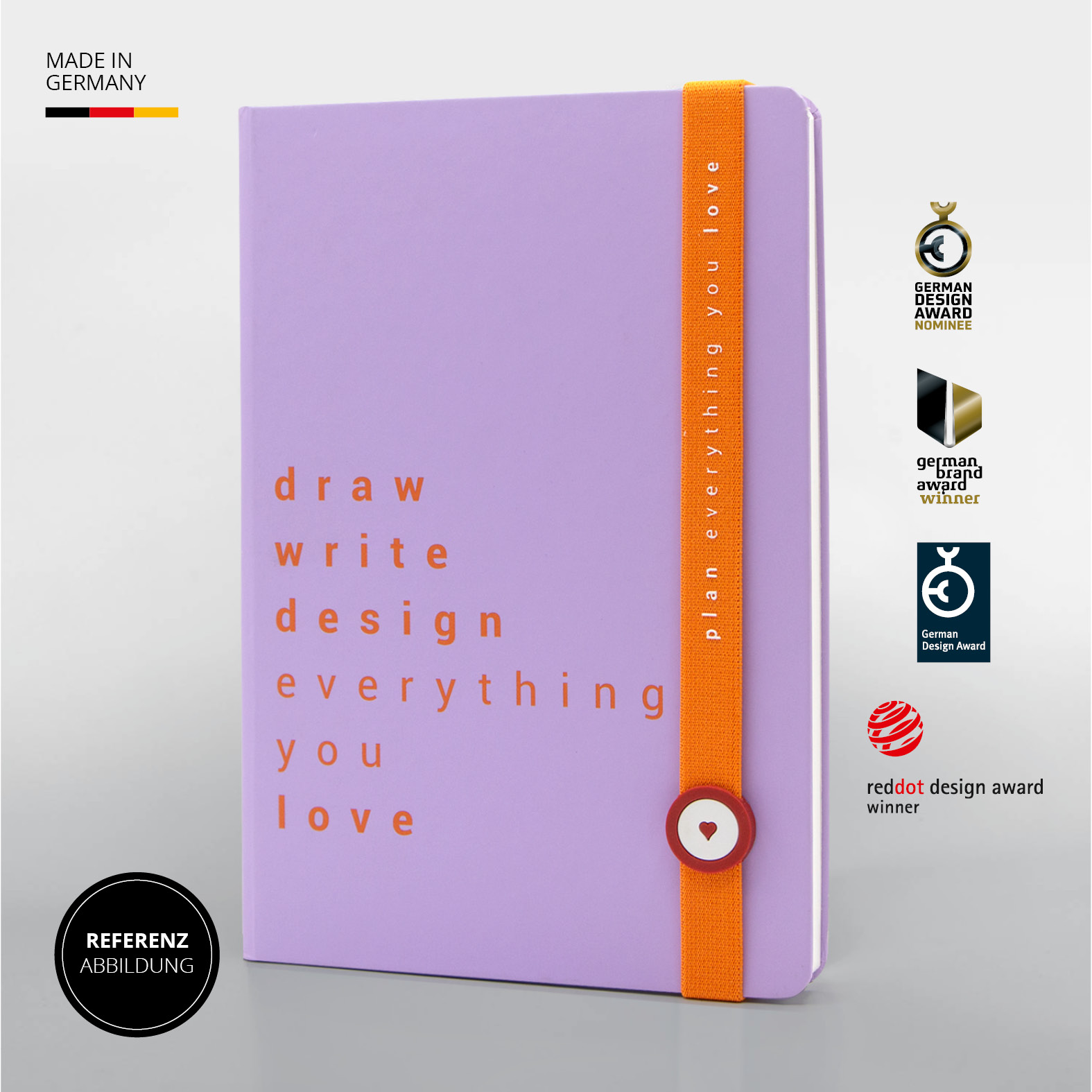 Ausgezeichnetes Lanybook mit German Design Award, Red Dot und German Brand Award